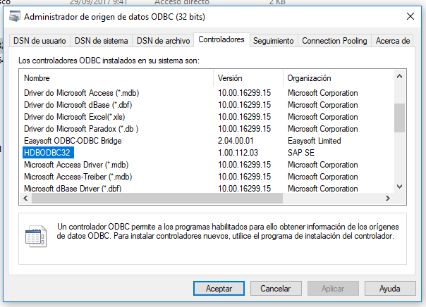 hdbodbc driver windows